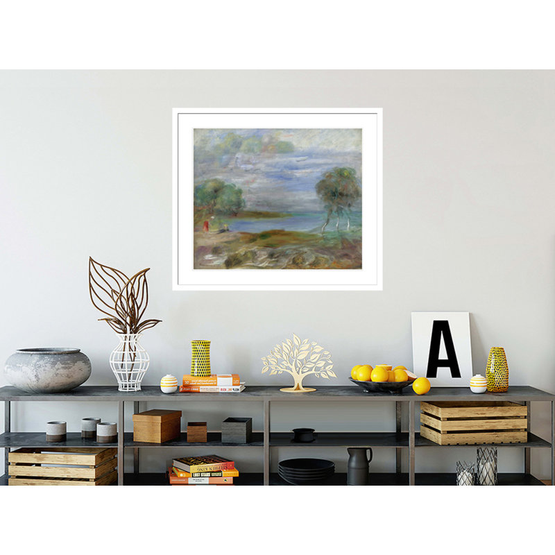 «Deux personnes au bord de l'eau» par Pierre-Auguste Renoir, impression giclée encadrée, H 13,75 po x l 15,31 po