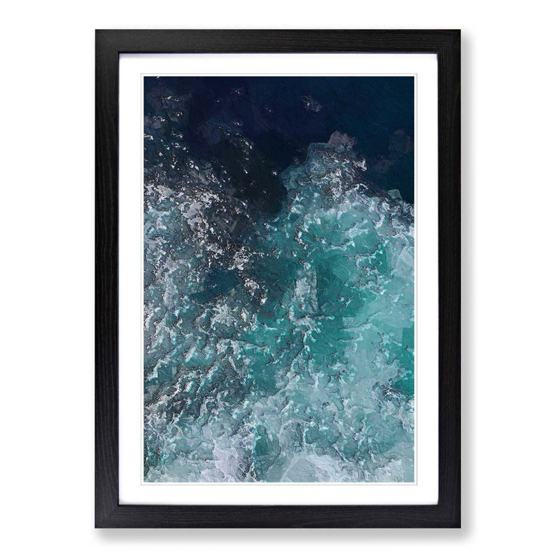 Marbled Waters - Picture Frame Painting Print, Black Framed, 36cm H x 27cm W x 2cm D