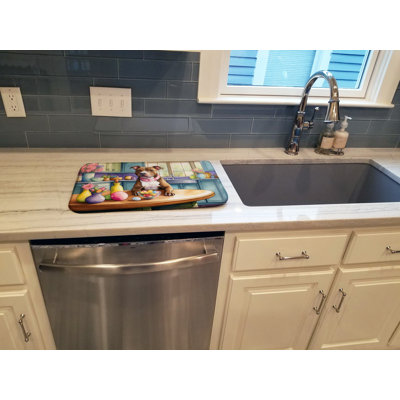 Decorating Easter Pit Bull Terrier Dish Drying Mat