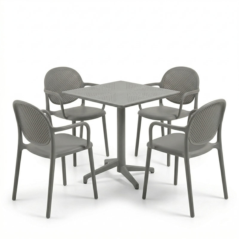 Plastic Patio Dining Set Table,, Grey