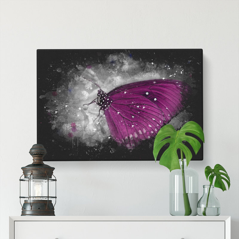 Butterfly Upon A Flower - Wrapped Canvas, 60cm H x 91cm W x 3cm D