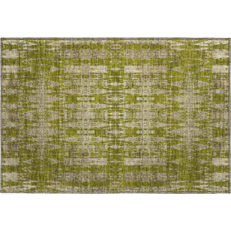 Premium Machine Washable Cerrito AMF580 Olive, Rectangle 1'8" x 2'6"