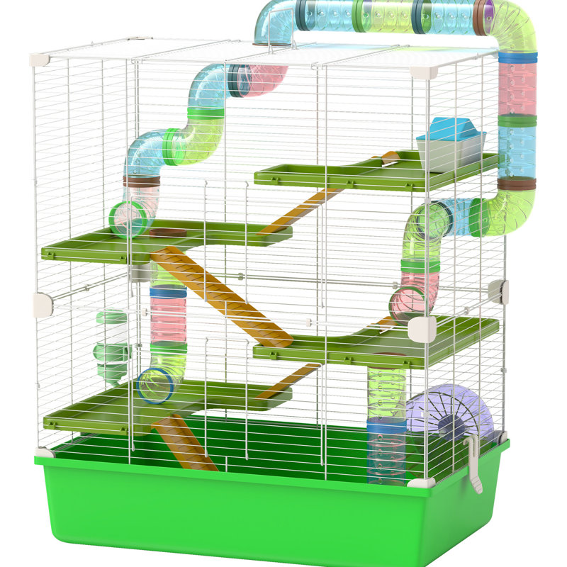 Extra Large Hamster Cage 23" - 5 Tier, Tubes, Tunnels, Portable, With Exercise Wheel Playhouse Portable