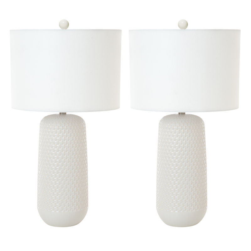 Marlin - Ensemble de 2 lampes de table en céramique 30 po - Finition blanche, Blanc