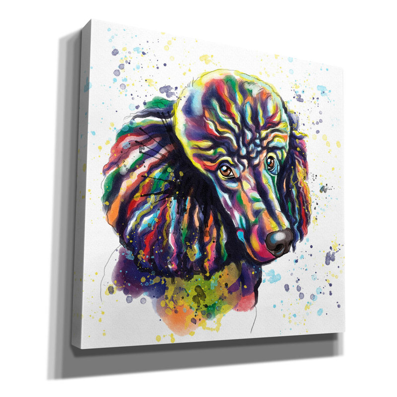 «Colorful Watercolor Poodle» par Furbaby Affiliates, art mural sur toile, H 37 po x l 37 po x P 1,5 po