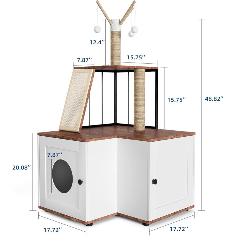 Solid Wood Litter Box Enclosure