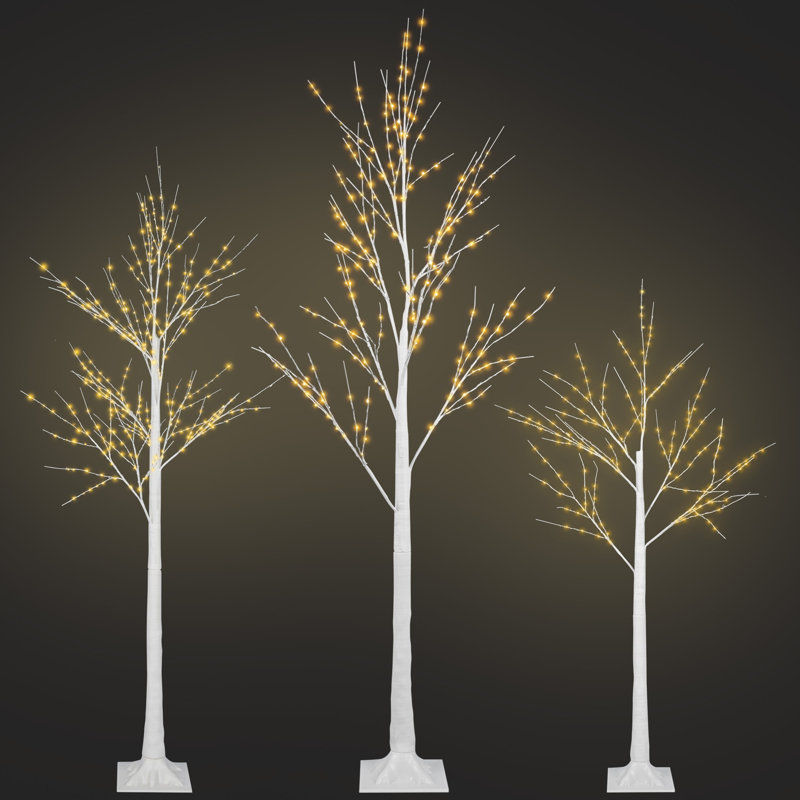 3-Pack Integrated LED Prelit Birch Tree Set