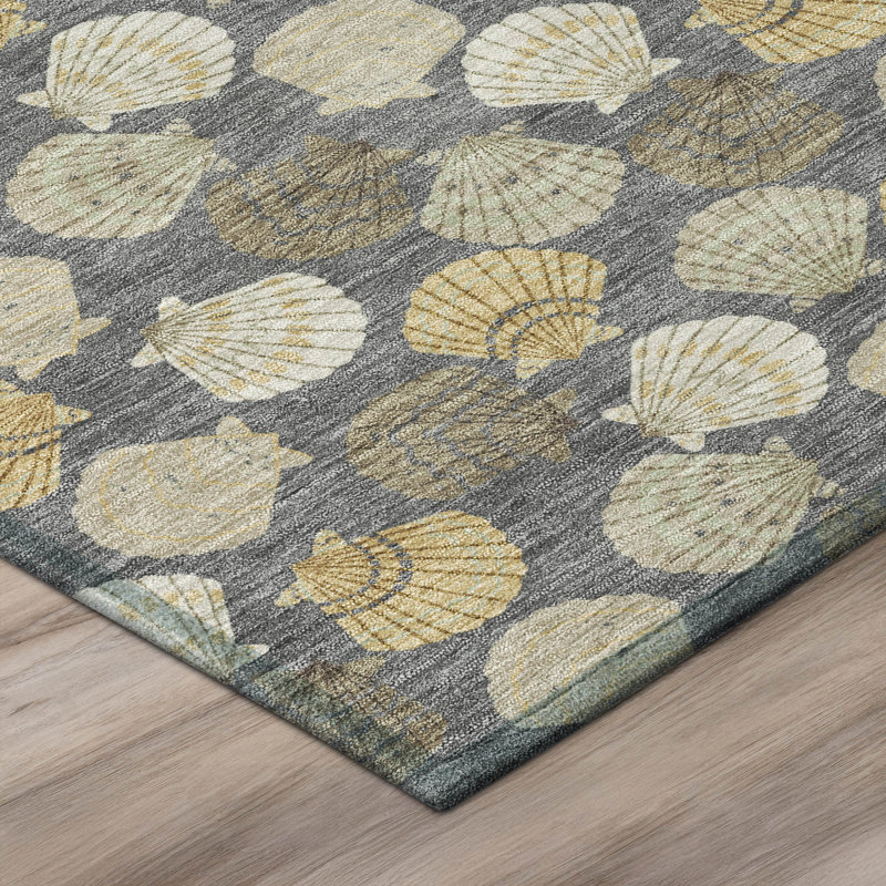 Tapis côtier intérieur / extérieur lavable à la machine ACN2986, Gris, 5 pi x 7 pi 6 po