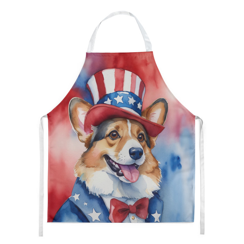 Patriotic American Apron, Brown Corgi
