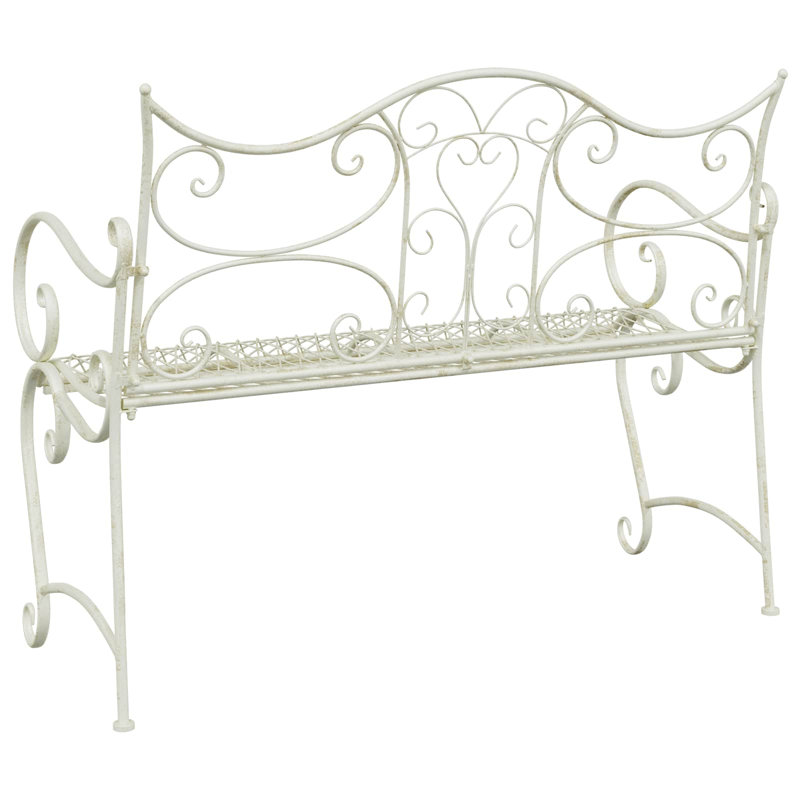 Outdoor Bench, 90cm H x 114cm W x 56.5cm D, Antique White
