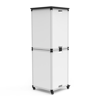 Bibliothèque modulaire de classe - Modules étroits empilés avec roulettes et plateau de table