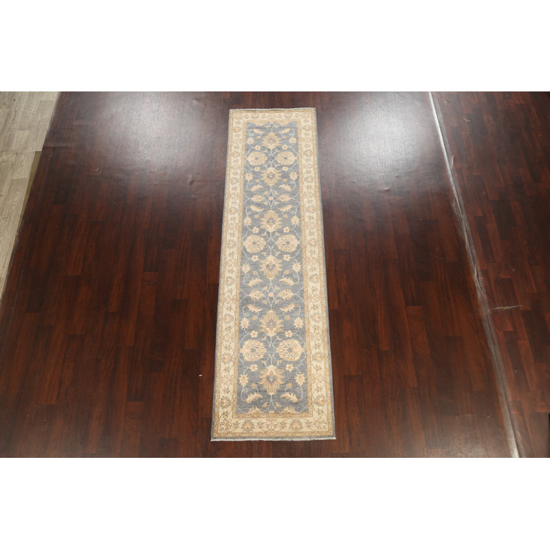 Tapis de couloir en laine noué à la main de conception unique 2 pi 8 po x 9 pi 8 po New Age