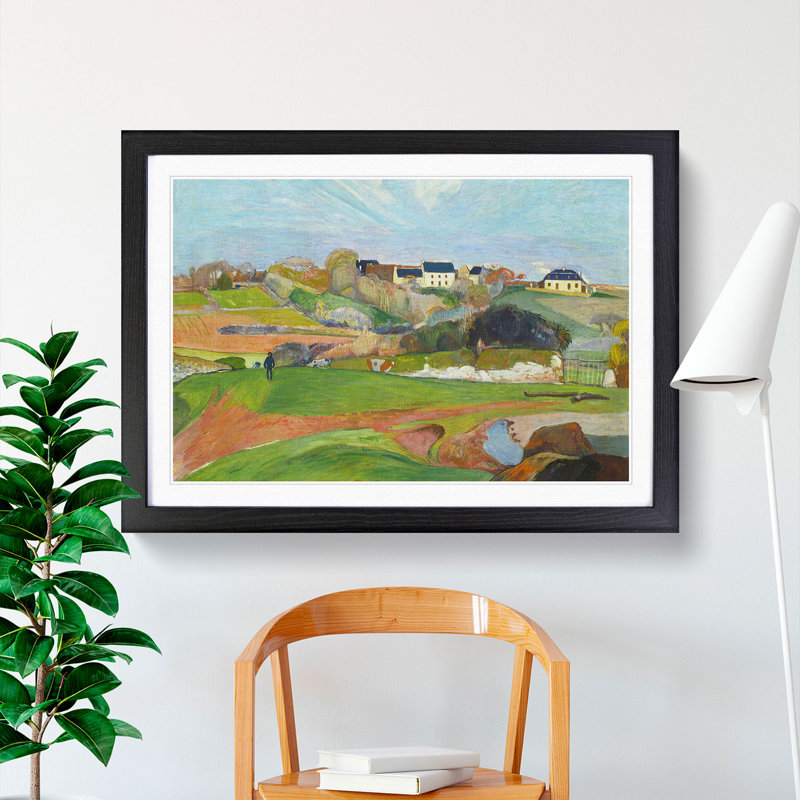 Landscape at Le Pouldu by Paul Gauguin - Picture Frame Painting, 48cm H x 65cm W x 2cm D, Black Framed