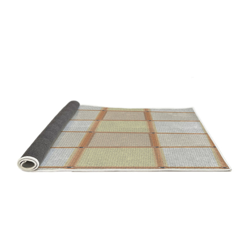 Tapis géométrique jaune / brun, Rond 8 pi