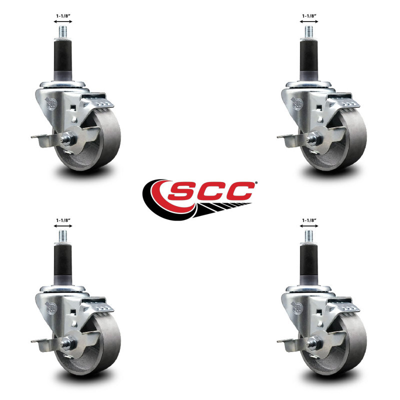 Ensemble de roulettes extensibles semi-pivotantes avec frein SCC TLB 3 po x 1-1 / 8 po