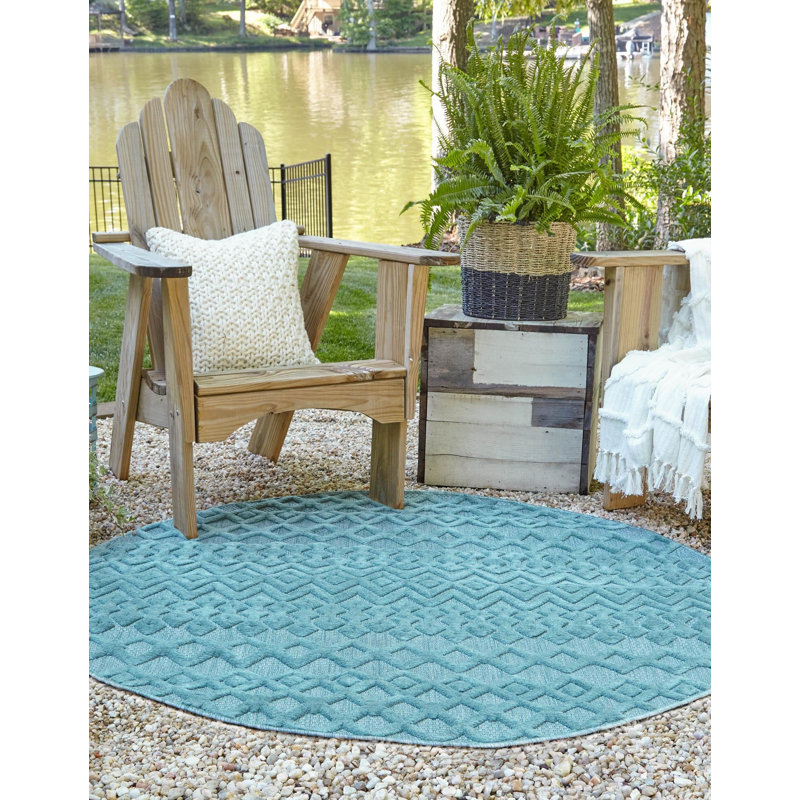 Hebb Geometric Indoor / Outdoor Rug, Round 7'