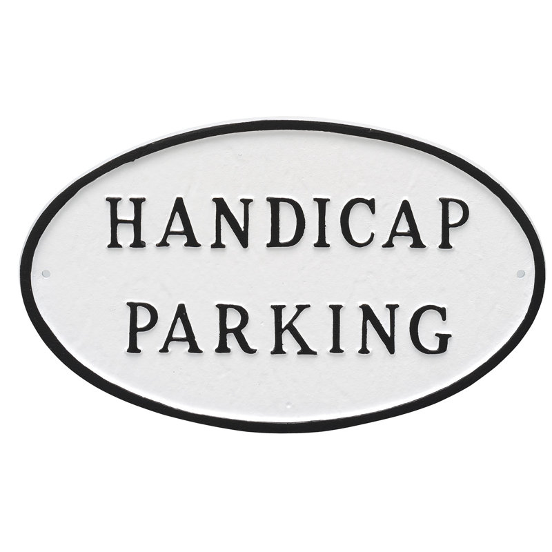 Handicap Parking Statement Garden Plaque, White/Black, 8.5" H x 13" W x 0.25" D