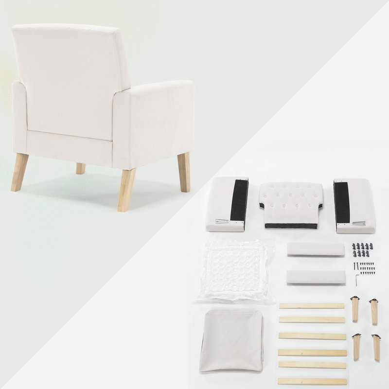 Fauteuil capitonné l 28,5 po, Lin beige