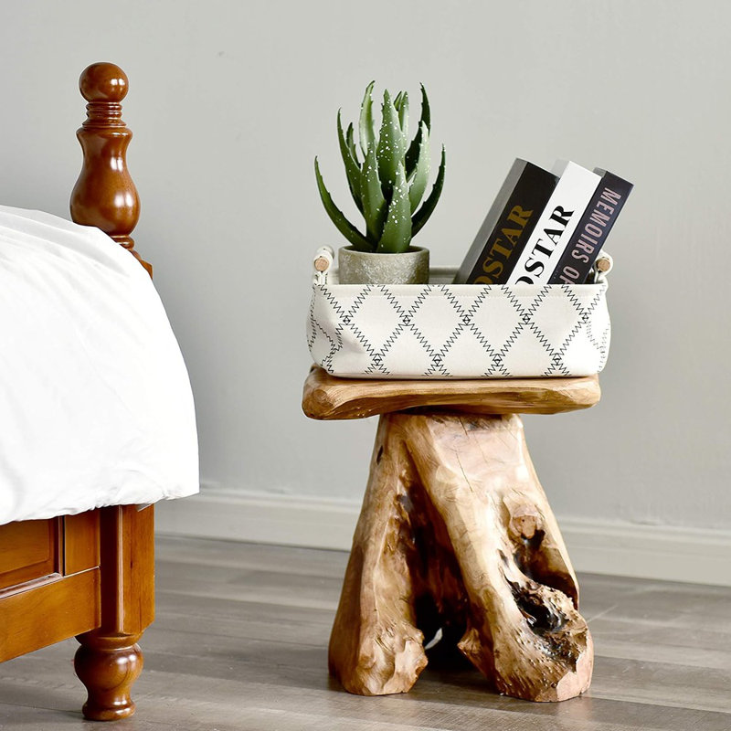 Tabouret en cèdre naturel, table de bout de 14 po, table d'appoint Live Edge, support pour plante, petite table de chevet, tabouret champignon pour salon, chambre à coucher, patio, jardin