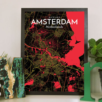 Amsterdam City Map - No Frame Print