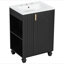 Meuble-lavabo 24 po avec lavabo, armoire de salle de bain avec tablette de porte, rangement latéral ouvert, structure en bois massif, porte à fermeture douce-418612856