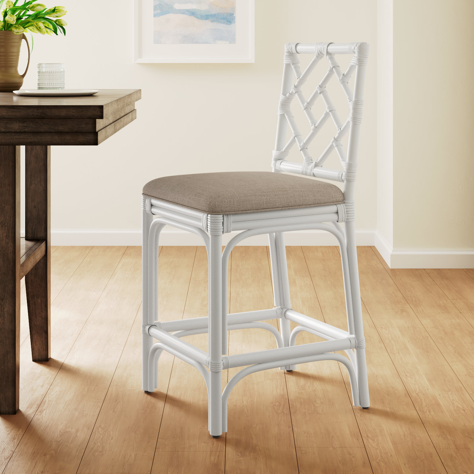 Fulton Bar and Counter Stool, White, Counter Stool (24" Seat Height)