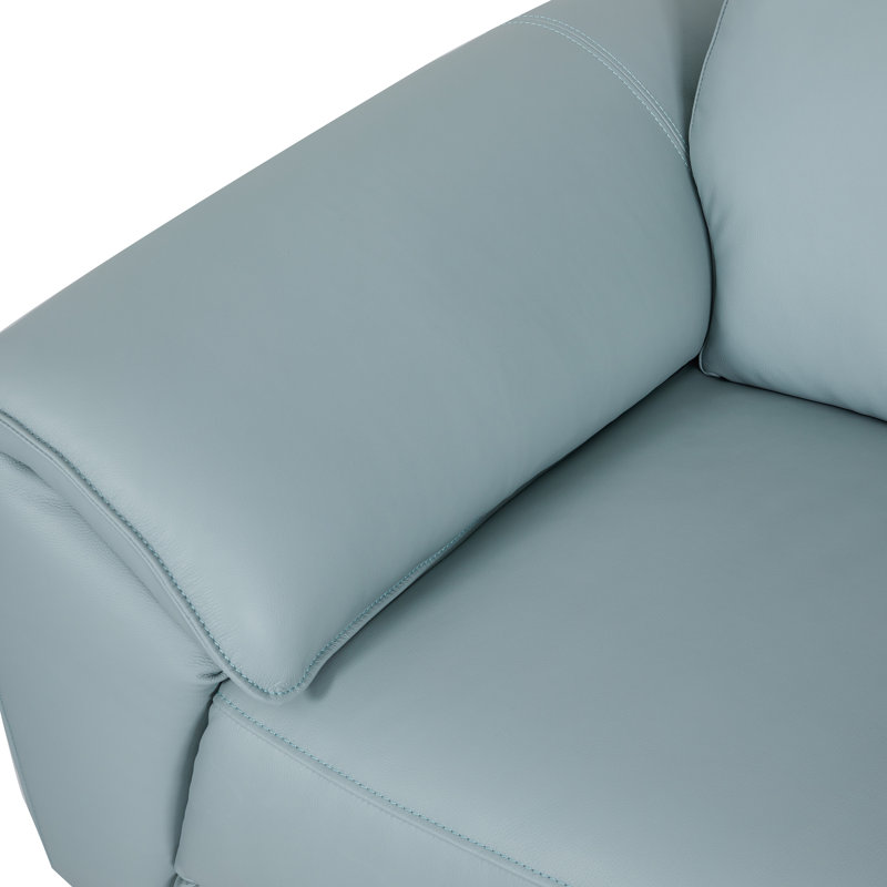 Canapé modulaire surdimensionné avec méridienne Baria, Orienté à droite, Cuir fleur bleu
