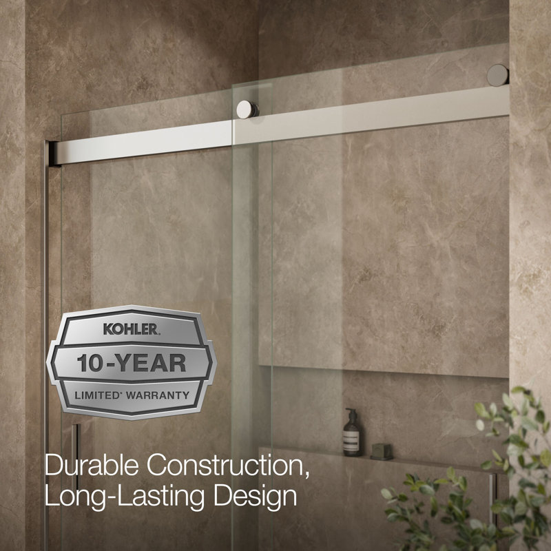Levity 59.62" x 62" Bypass Bath Door with CleanCoat® Technology, Clear, Matte Nickel