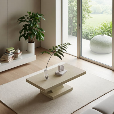 Table basse moderne de 47 po à pieds croisés, conception robuste en forme de X, placage en bois massif, grande table centrale de salon avec amplement d'espace de rangement
