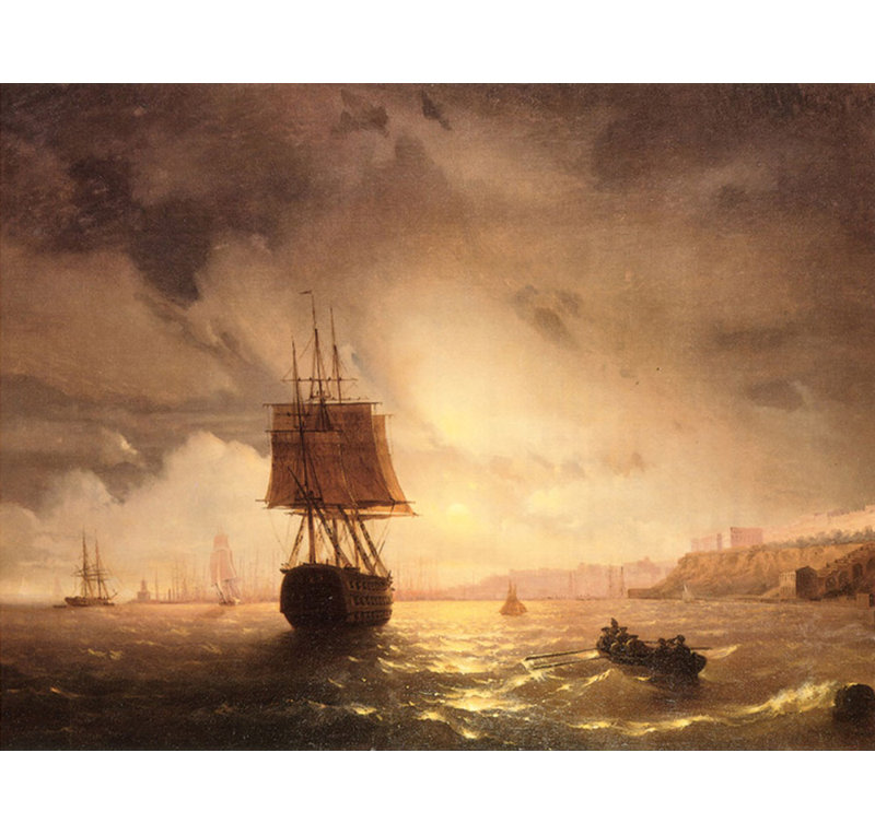 Le port d'Odessa sur la mer Noire, H 18 po x l 24 po