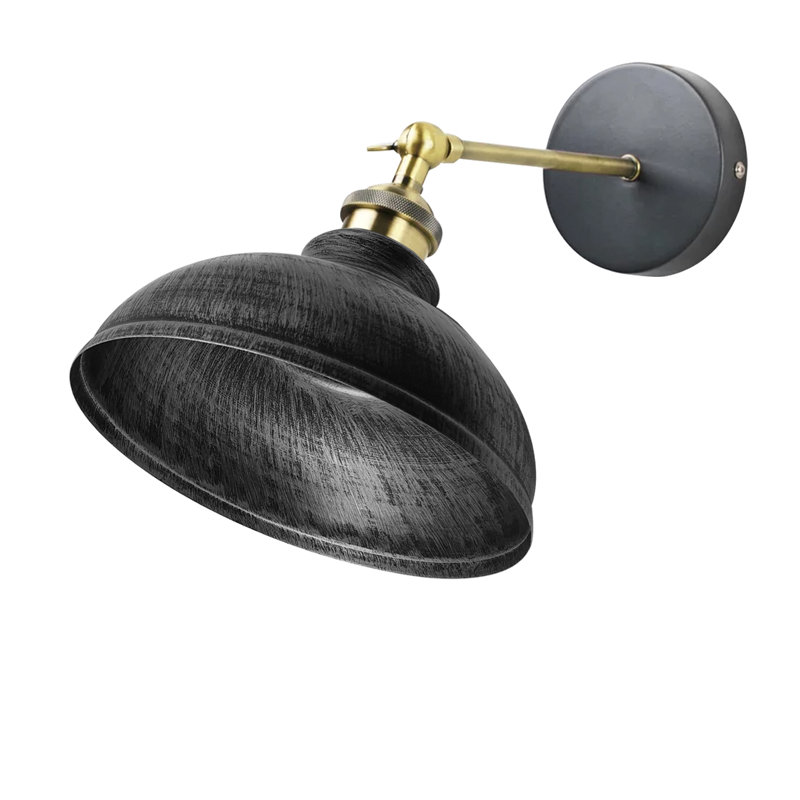 Gladys 1 - Angle Adjustable Wall Sconce —Dome Metal Shade, Vintage Industrial Style-E27 Holder, Brushed Silver