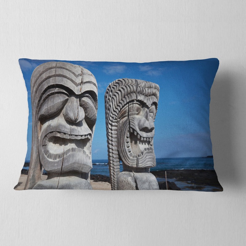 Coussin lombaire hawaïen à imprimé paysage
