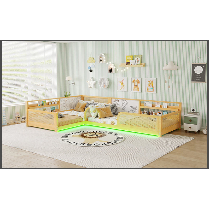 Structure de lit simple en rotin avec design convertible - Naturel, Naturel