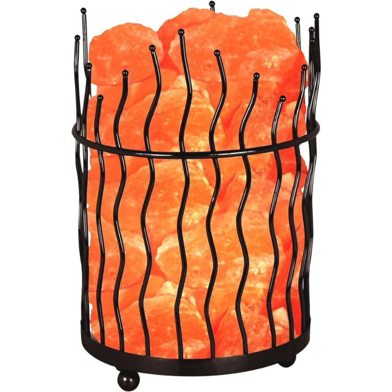 Himalayan Glow Salt Lamp, Pillar Basket with Salt Chunks 7-9 lbs