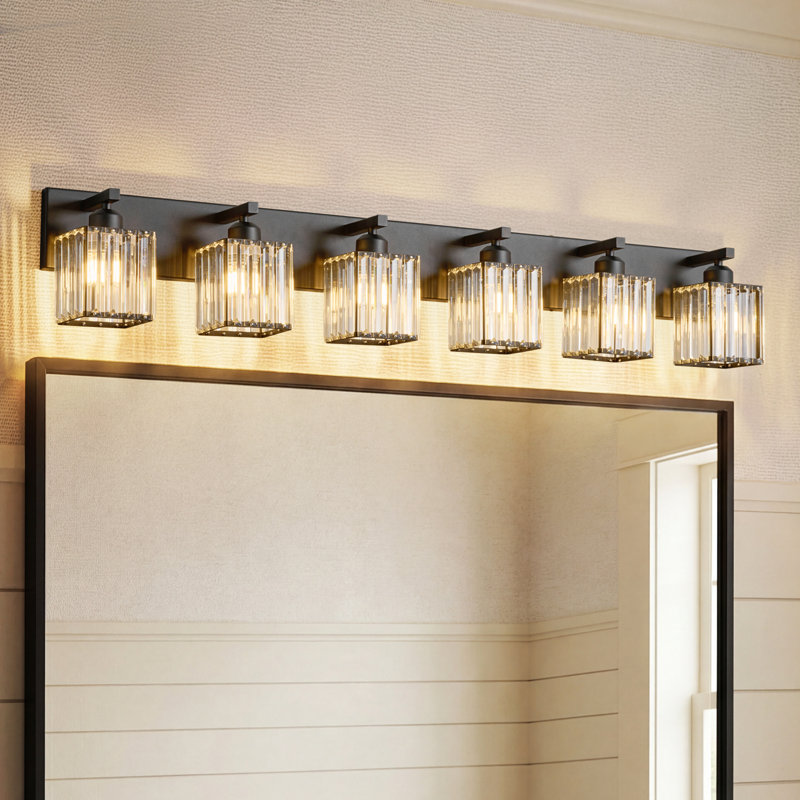 Lanceton Dimmable Vanity Light, Black, 6 Lights