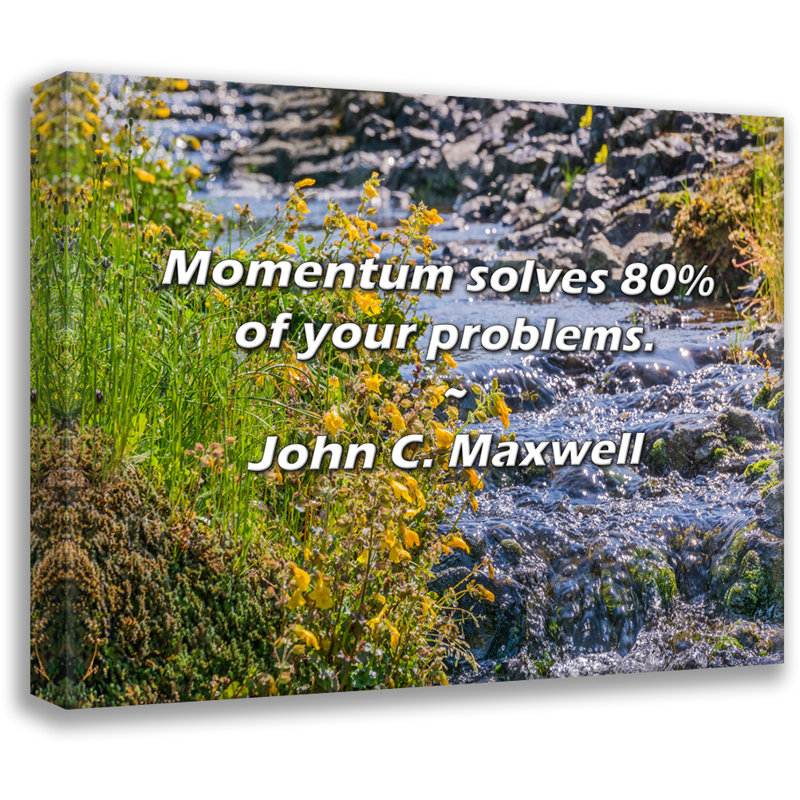 Artsy Quote "Momentum solves 80% of your problems." By John C. Maxwell Gallery Wrapped Canvas, 17" H x 24" W