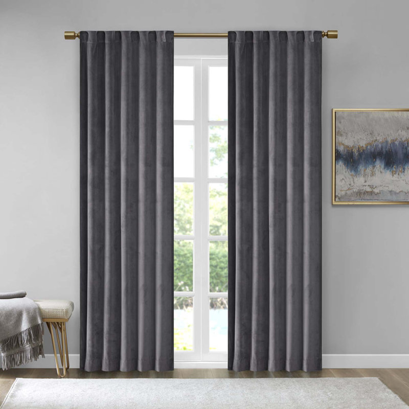 Hegewisch Blackout Curtain Panel Pair, 37" W x 63" L, Charcoal