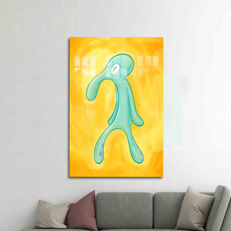 Impression abstraite de calmar sur verre trempé pour une décoration moderne avec une touche artistique unique | Rectangle