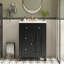 Meuble-lavabo de 24 pouces avec lavabo en céramique de style champêtre français, tiroirs coulissants et espace de rangement réglable pour les rasoirs-308718951