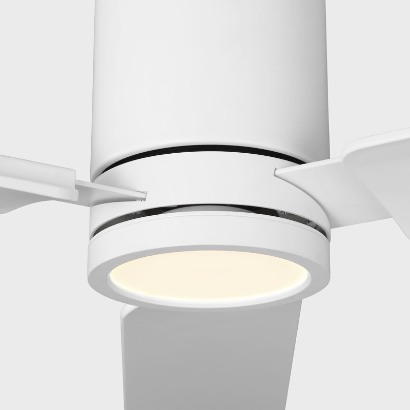 Visual Comfort Fan Cleancut Smart 54 LED Indoor Ceiling Fan with Threaded Downrod, Matte White ABS blades and Handheld Remote