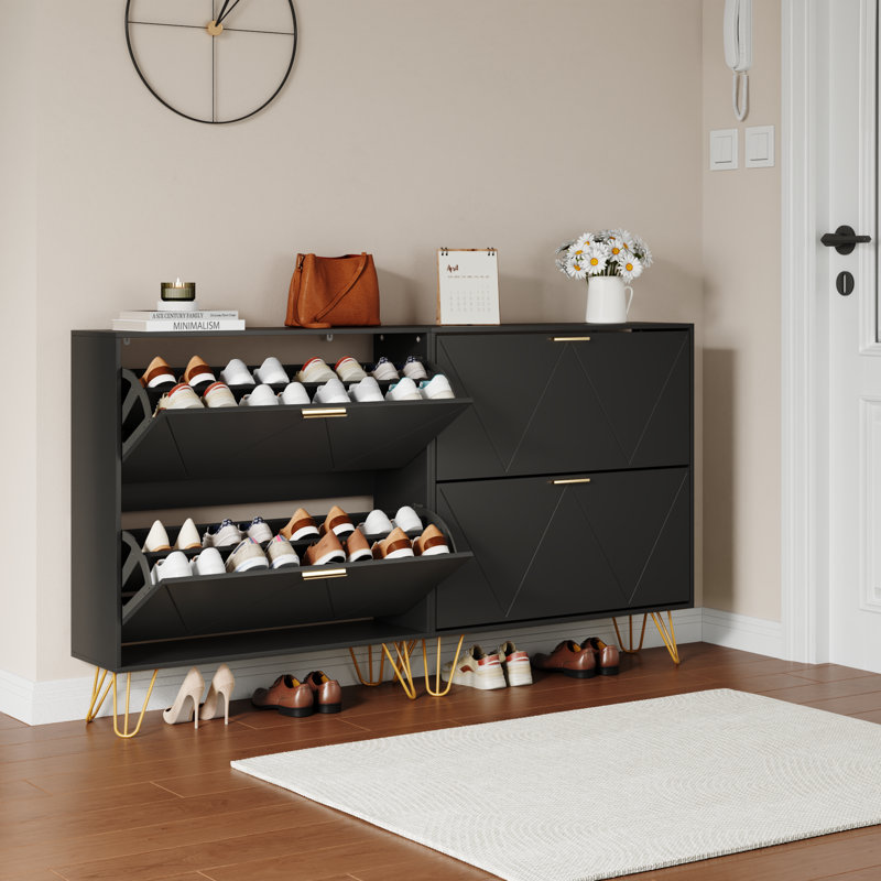 30 Pair Shoe Storage Cabinet,Shoe Organizer, Black