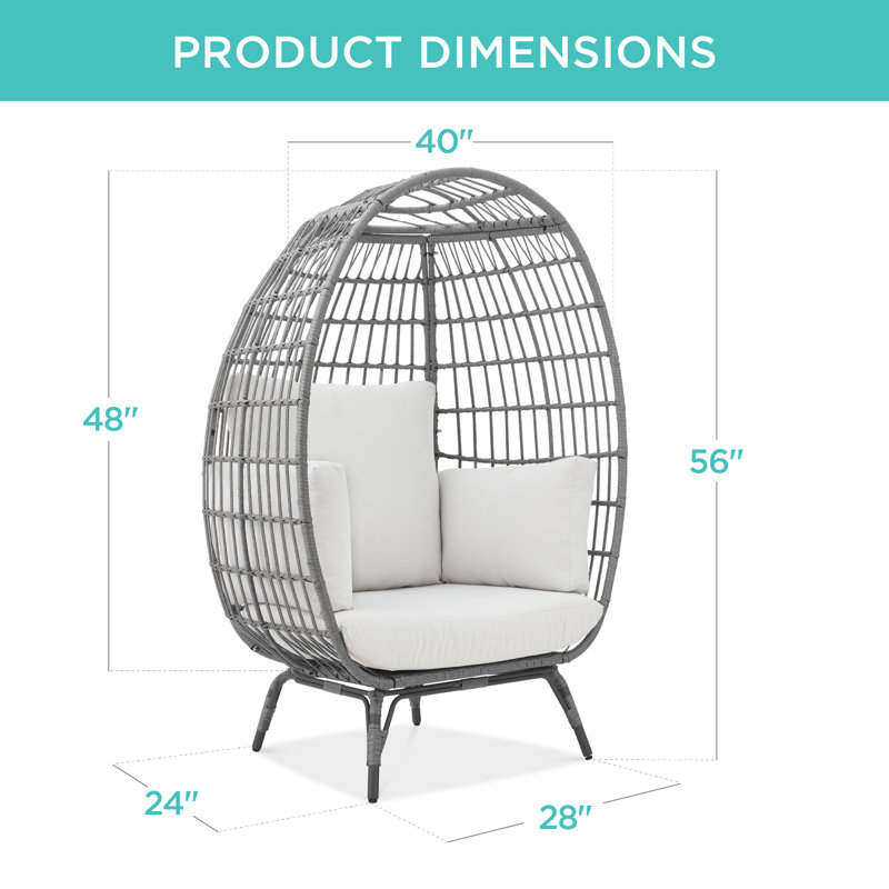 Wicker Outdoor Lounge Chair, Gray, Cream