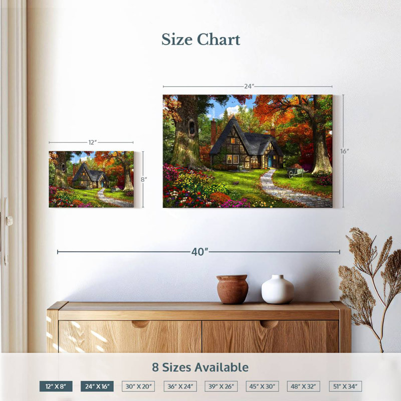 Lilie le petit chalet d'automne, H 16 po x l 24 po