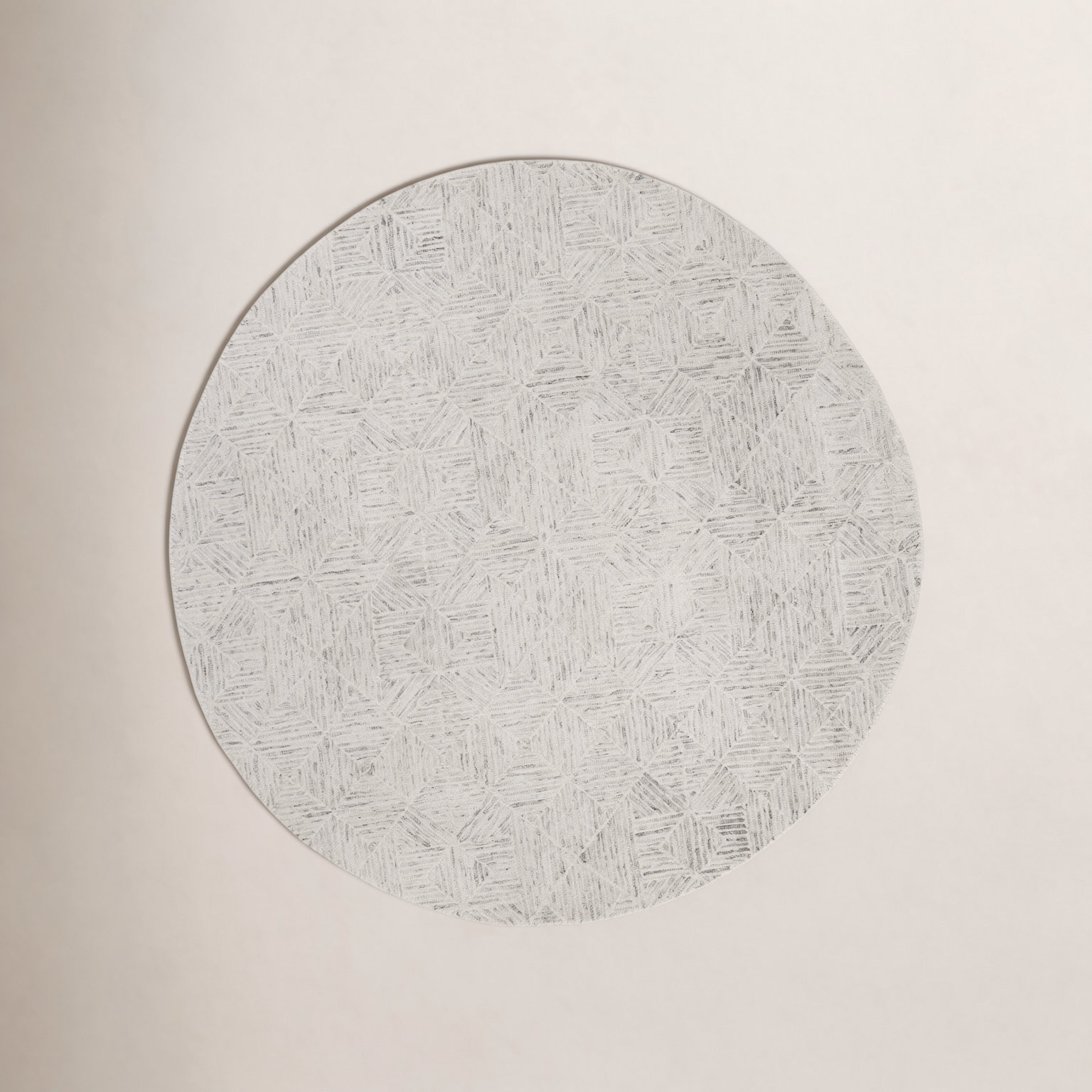 Linsly Ivory Light Blue Hand-Tufted Wool Rug, Round 8'