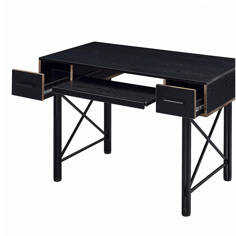 Bureau d'ordinateur noir avec plateau pour clavier