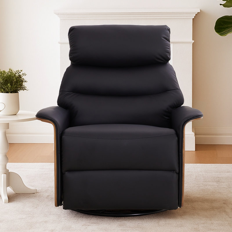 34.7'' Wide Modern Swivel and Rocker Power Recliner with USB Port, Black
