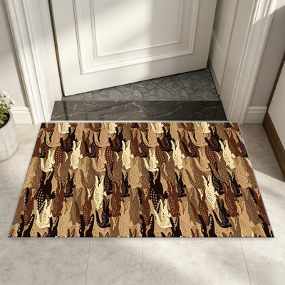 Tapis brun à imprimé crocodile pour le salon, doux et confortable, convient à toutes les saisons, facile à entretenir, tapis d'intérieur lavable à la machine, sous la table de ferme convenant à la chambre à coucher, à la salle à manger, au bureau, au patio, au balcon, à la décoration intérieure