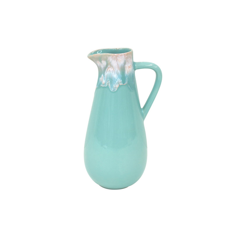 Aqua Ceramic Stoneware 56 oz. Pitcher with Reactive Glaze