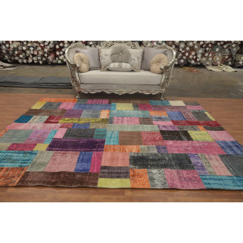 Multicolor Patchwork Distressed Area Rug 8x10