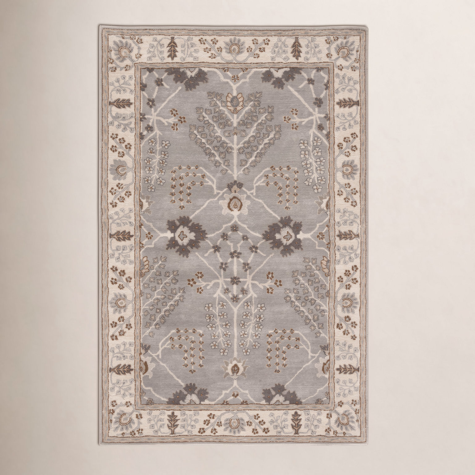 Crestfield Gray Beige Hand-Tufted Wool Rug, Rectangle 9' x 12'